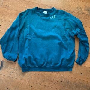 Vintage Embroidered Teal Crewneck Sweater